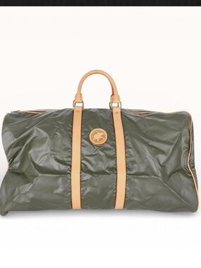 Hunting World Battue Cloth Boston Bag Olive Green & Tan XLarge Duffle Travel